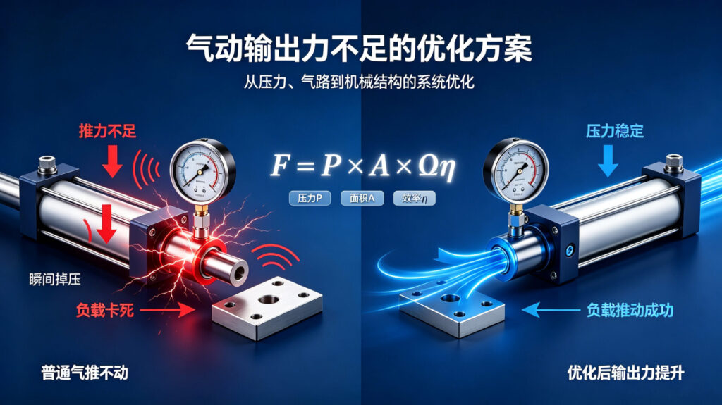 气动系统输出力不足,除增大气缸以外的解决办法