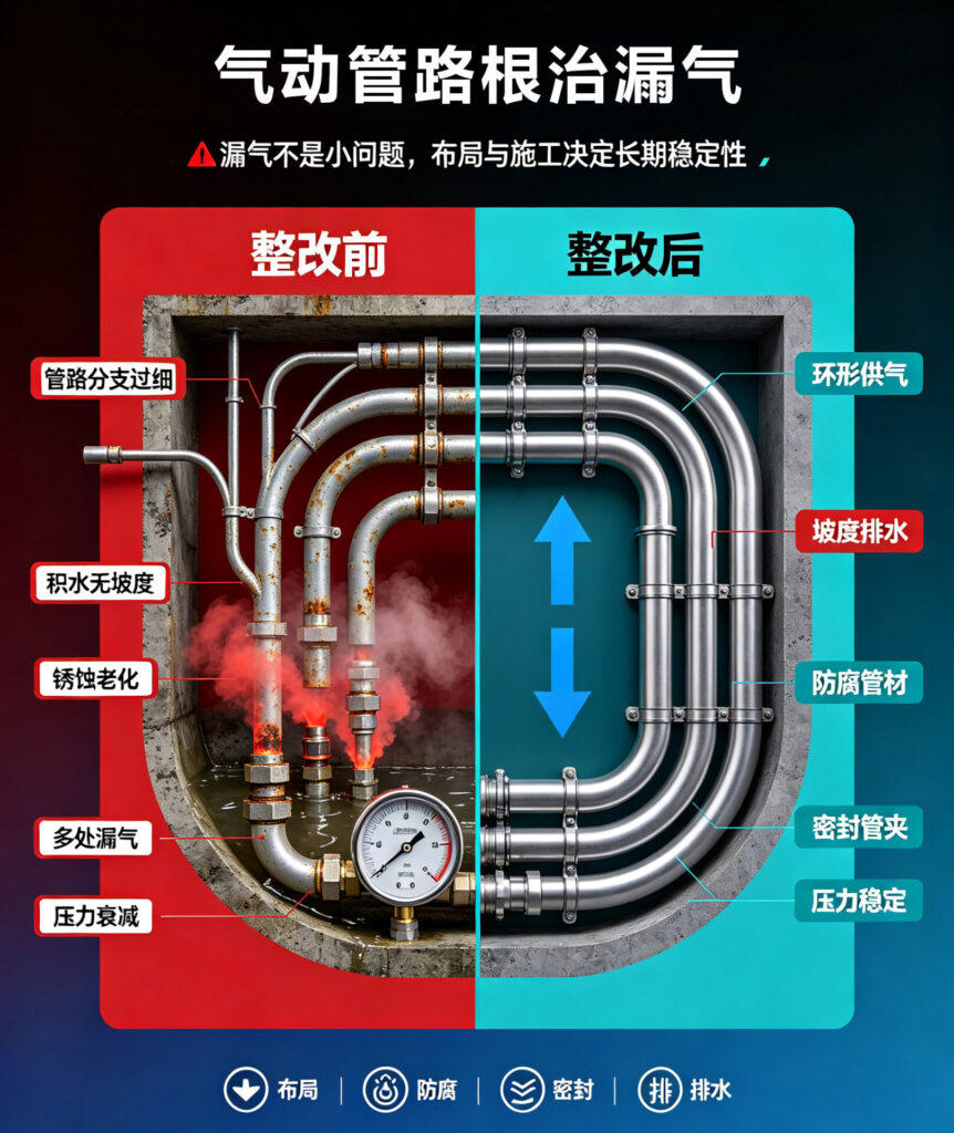 气动管路总漏气？布局和防腐保温才是关键！