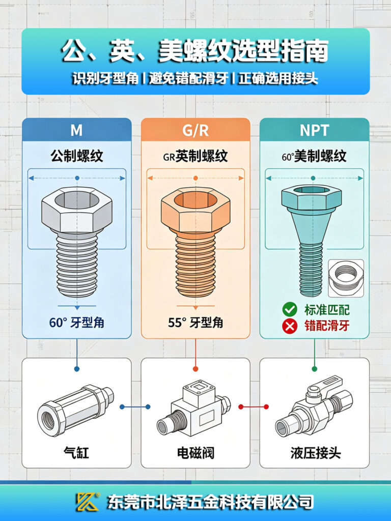 螺纹干货|公制 VS 英制 VS 美制螺纹核心区别详解