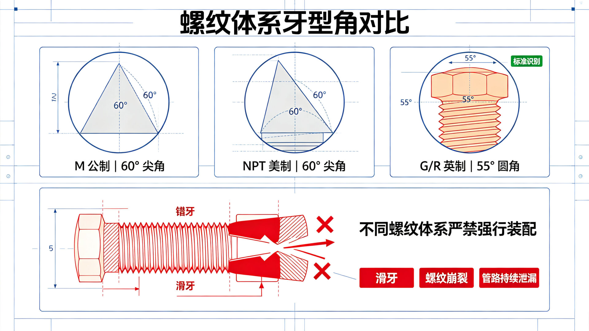螺纹牙口对比