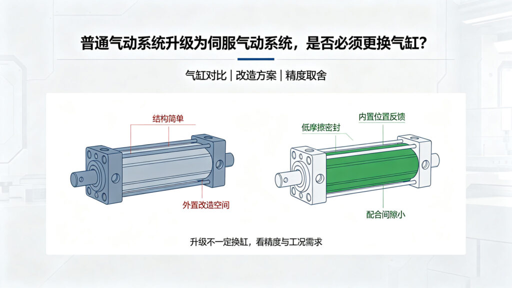 普通气动系统升级为伺服气动系统,是否必须更换气缸?