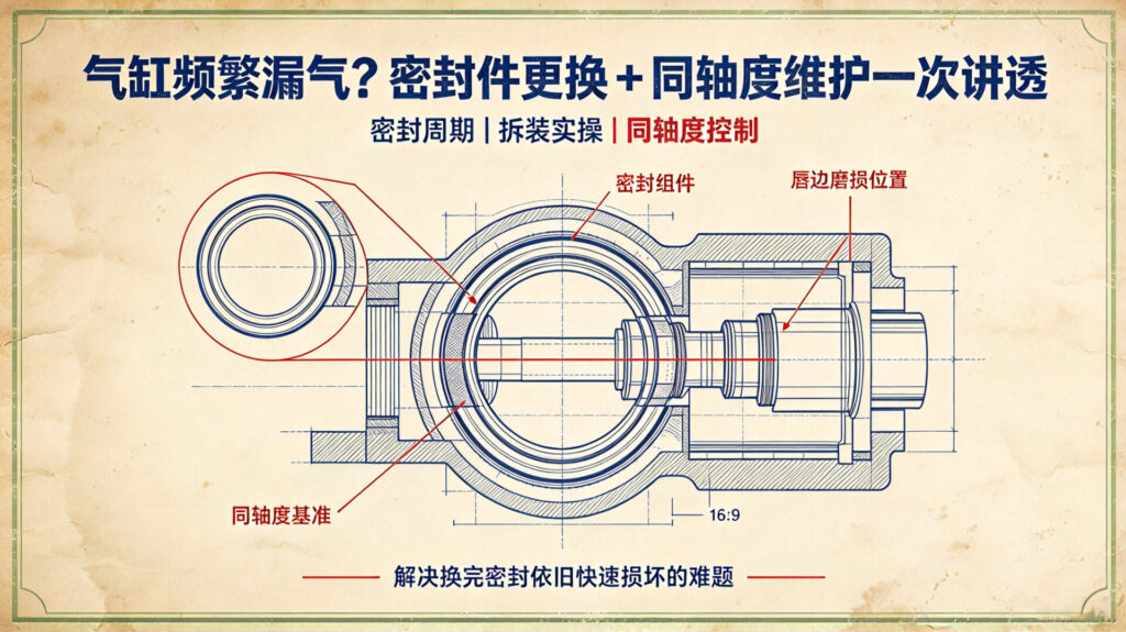 气缸频繁漏气？密封件更换 + 同轴度维护一次讲透