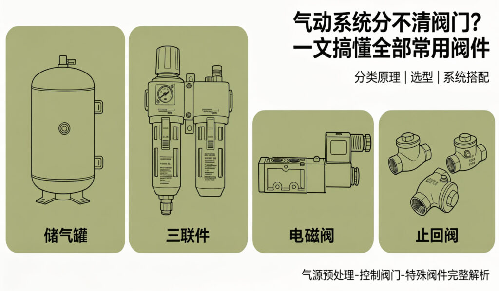 气动系统分不清阀门?一文搞懂全部常用阀件