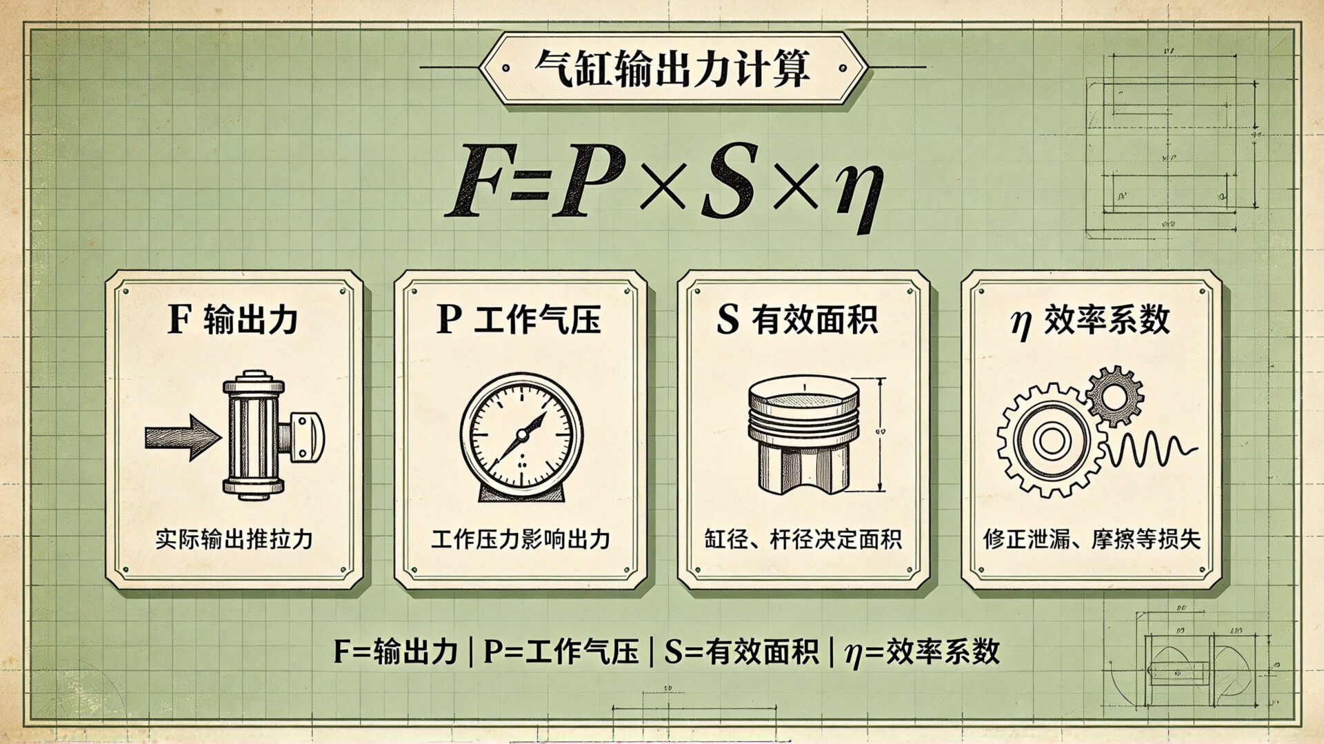 气缸输出力