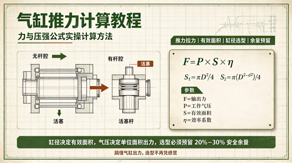 气缸推力计算教程,力与压强公式实操计算方法